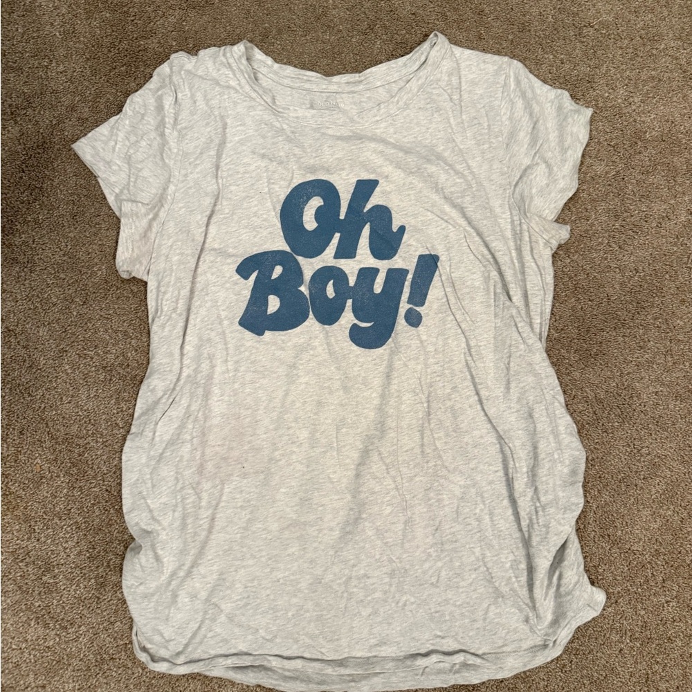 Old Navy Oh Boy! Maternity Gray T-Shirt
